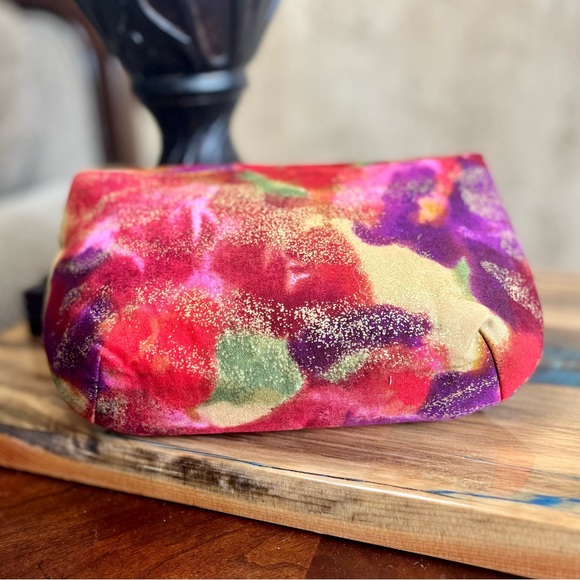 Colorful gold foil Print magnetic clasp Clutch Fabric Handmade clutch - Picture 3 of 6